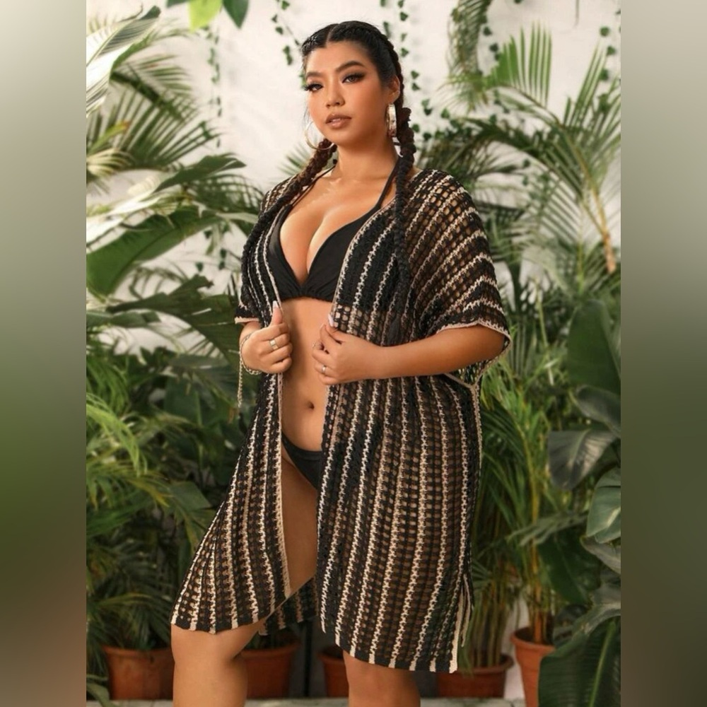 Brand New SHEIN Hollow Out Kimono Coverup - 3X